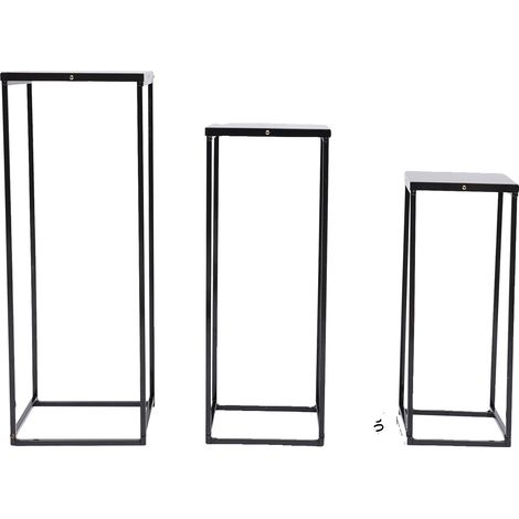 Juego de soportes para plantas, acero al carbono duradero, diseño que ahorra espacio, color negro. (1/2)