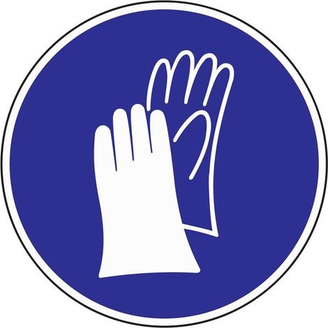 Pictogramme d'obligation ASR A1.3/BGV A8/DIN 67510 Gants de protection obligatoires film film autocollant