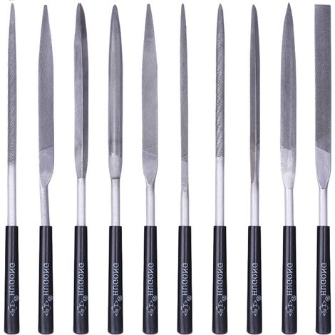 Feine Holzfeilen, 160 mm, Stahl, mit rutschfesten Kunststoffgriffen, 4er-Set, für Metallbearbeitung und Modellbau (1/5)