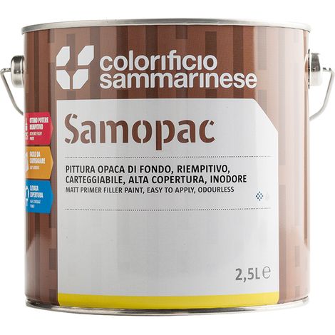 PITTURA OPACA DI FONDO 'SAMOPAC' Lt. 0,5- 6 pezzi  - COLORIFICIO SAMMARINESE