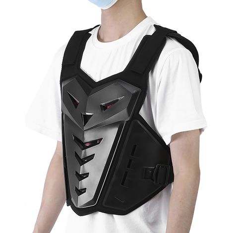 Gilet de moto antichoc et respirant avec protection poitrine et dos pour la conduite et les sports de plein air - Noir (1/5)