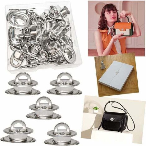 œIllets Ovales Twist Verrouiller en Laiton Nickelé Tourniquet Bache avec Contre-rivure et Rivet pour Accessoires DIY Craft à Main en Cuir Sac Matériel H100 (1/4)