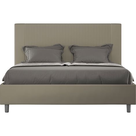 Letto matrimoniale contenitore doppia alzata imbottito 160x190 similpelle cappuccino Goya (1/5)