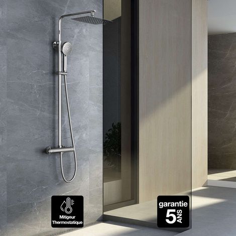 Colonne de Douche avec Mitigeur Thermostatique chromé anti-calcaire - Design Moderne - PRAGAIMEX (1/4)