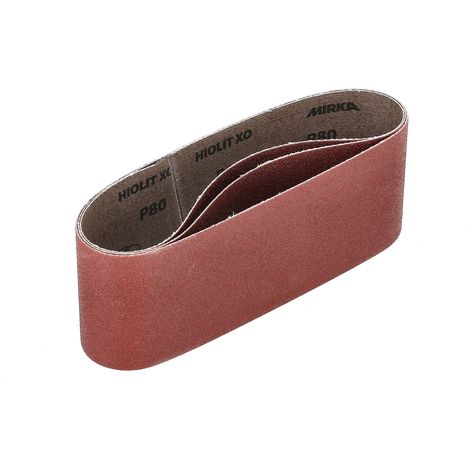 Mirka 3 nastri abrasivi in tessuto, 75 x 457 mm, grana P80, nastro abrasivo di alta qualità per levigatrice a nastro, per levigare legno e metallo (1/3)
