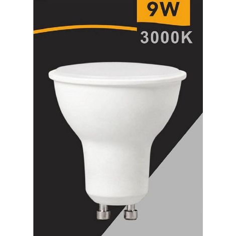 TrAdE Shop Traesio - Faretto Lampadina Led 9 Watt Gu10 Luce Calda Naturale Fredda Opaco 220° Gu10-9w - -Bianco Caldo      -