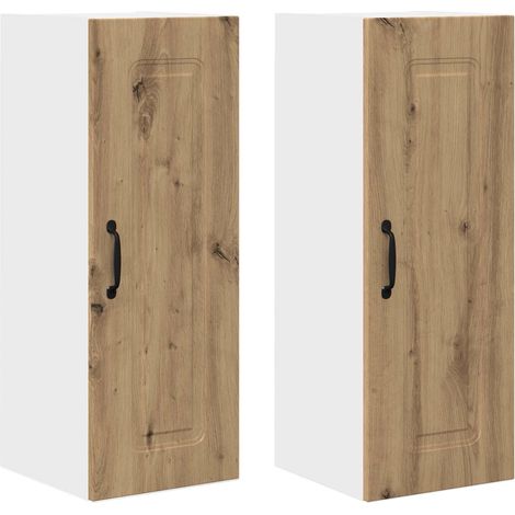 Set di 2 mobili da cucina funzionali minimalisti 30 x 31 x 80 cm in legno multistrato rovere artigianale 020053702