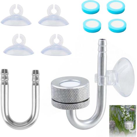 CO2-Diffusor für Aquarien, CO2-Diffusor für Aquarienrasen, Aktivkohlefilter mit Saugnäpfen und U-förmigem Rohr, Zerstäuber für Fische und Süßwasserpflanzen (1/5)