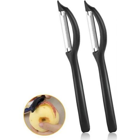 2 Pcs Eplucheur Légumes, Universel Econome Legumes Tranchant Denté Eplucheur Pomme de Terre with Box Éplucheur pour,yd (1/4)