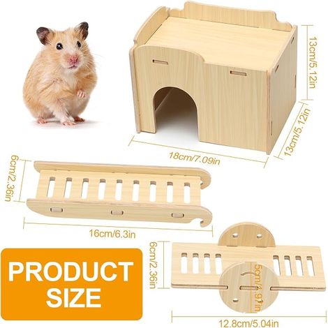 Small Animal Arch Wooden House for Mice, Chinchilla Rat, Gerbil and Dwarf Hamster