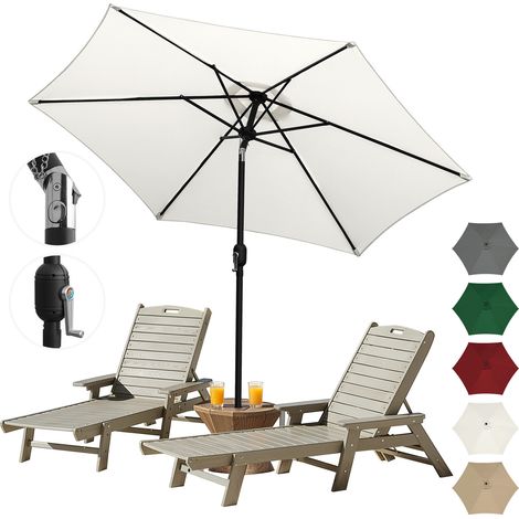 TolleTour Ombrellone modulare da 2,7 m – Ombrellone da balcone e giardino da assemblare, ecru