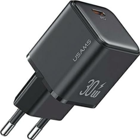 Usams Lad. Netzwerk. 1xUSB-C PD30W 3A (nur Netzteil) PD3.0 Schnellladung schwarz/schwarz X-ron Serie CC186TC01 (US-CC186) (1/5)