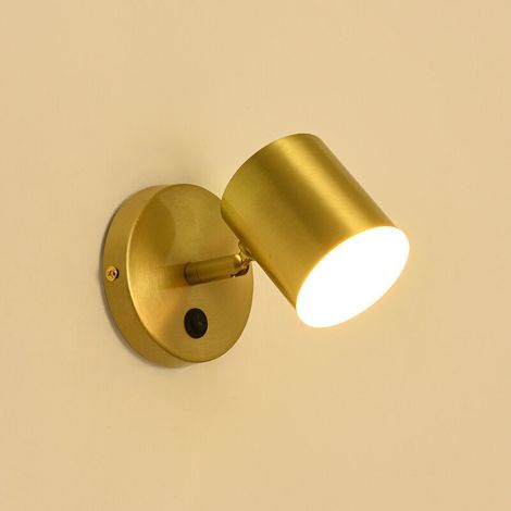 Applique Murale Intérieur LED Métal Doré 12W Angle Ajustable Trois Températures de Couleur Lampe Murale Moderne pour Chambre Salon Cuisine Bureau (Cylindrique) (1/5)