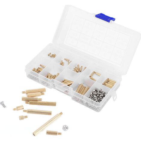 Kit 270 pièces vis hexagonales M2 acier inoxydable, écrous et entretoises en laiton, assortiment de quincaillerie (1/5)