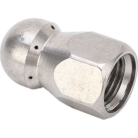 Hochdruck-Rohrreinigungslanze aus Edelstahl (5000 PSI), Rohrreinigungsdüse, Kugelkopf mit 1 vorderen und 6 hinteren Anschlüssen, G1/4-Zoll-Gewinde (1/5)