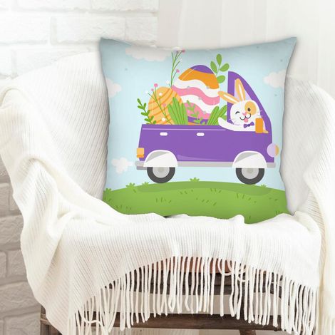 Housse de coussin 45x45 cm en polyester fermeture à glissière pour chambre, salon (1/5)