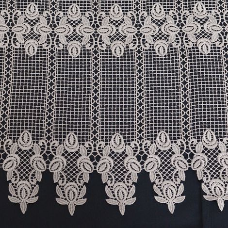 Brise bise en macramé au style ornemental Ecru 120x45 cm