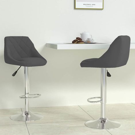 vidaXL Taburete de cocina 2 unidades de terciopelo gris oscuro (1/5)