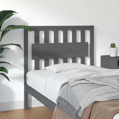 vidaXL Cabecero de cama madera maciza de pino gris 95,5x4x100 cm (1/5)