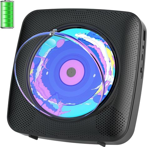 1 Lecteur CD, Bluetooth, Radio FM, USB, AUX 3.5mm, Haut-parleur Stéréo, Mural ou Bureau, Noir