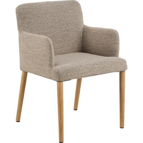Zoe chaise de salle à manger avec accoudoirs bouclé beige. (1/5)