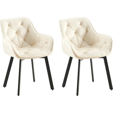 2er Set Drehbarer Esszimmerstuhl Antigo Samt creme