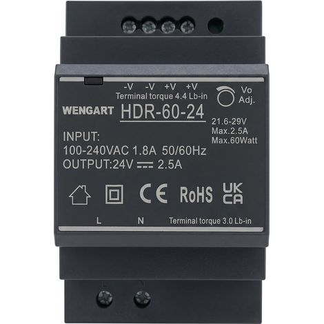 Bloc d'alimentation 24 V 60 W pour planificateur de maison intelligente et constructeur d'armoire électrique à monter sans démarreur LED avec entrée automatique de 85-264 V et 3ème largeur de