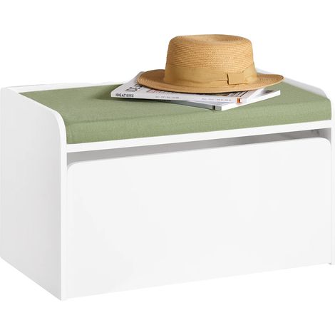 Banc pour enfants, compartiment de rangement spacieux, assise confortable, BLANC (1/5)