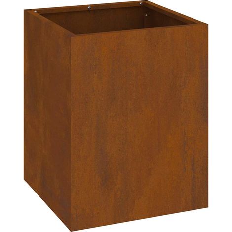 Cache-pot de jardin,Jardinière,Bac à fleurs Marron 32 x 32 x 40 cm Acier vieilli CFW32836 (1/5)