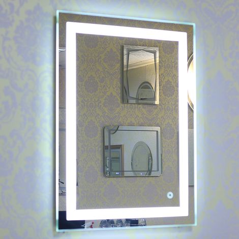 Haloyo LED-Badezimmerspiegel, beleuchteter Badezimmerspiegel mit Licht-Touch-Schalter, 60 x 80 cm, Weiß 6500K (1/5)