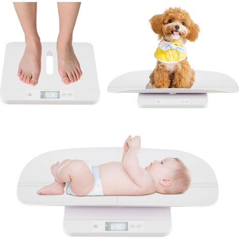 COSTWAY Bilancia per Neonati, Bilancia con Vassoio Rimovibile per Misurazione del Peso Corporeo e dell'Altezza, Bilancia Digitale con Schermo LED per Bambini, Animali Domestici e Adulti (1/5)