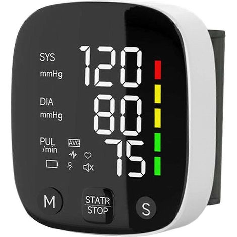 Das wiederaufladbare LED-Blutdruckmessgerät für das Handgelenk unterstützt englische Sprachausgabe. (1/5)