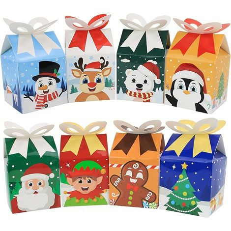 Lot de 24 boîtes cadeaux de Noël en 3D assorties pour les fêtes - Idéales pour emballer des friandises, des bonbons, des cupcakes, des cadeaux d'anniv (1/5)