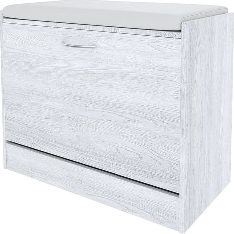 Panca Portascarpe Scarpiera Da Ingresso Piccola Salvaspazio Con Cuscino Anta A Ribalta Seduta Imbottita In Ecopelle Tripla Profondità Soggiorno Casa Camera Ufficio 60 x 30 x 48 Cm Noce - Colore: Grigi (1/5)