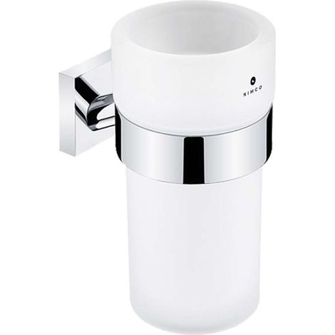 Nimco Keira - Zahnbürstenbecher mit Halter, Milchglas / chrom KE 22058W-26