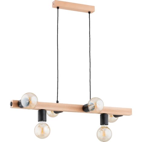 Suspension barre bois scandinave 6xE27 Alfa Impuls (1/3)