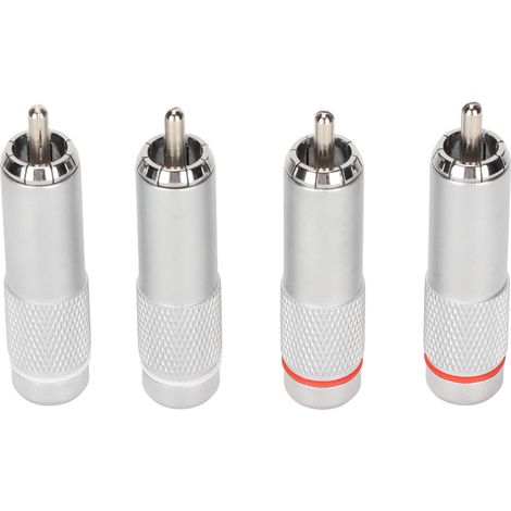 Lot de 4 fiches RCA mâles à souder, chromées, faible perte, pour matériel audio professionnel DIY. (1/5)