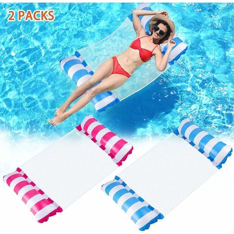 Hamac Flottant 2 Pcs, Flotteur Gonflable Piscine 4 -en-1 Flotteur Hamac Hamac d'eau Multi-Usage Pliable Flottantes Hamac Portable Flotteur Ultraléger pour Adultes (1/5)