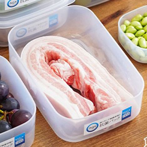 Bac de rangement pour réfrigérateur avec couvercle, empilable, grande capacité, de qualité alimentaire, pour viande, légumes et fruits (600 ml). (1/5)