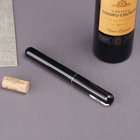KCVV Druckluft-Flaschenöffner – Modernes Design, tragbarer schwarzer Stift – Edelstahlnadel mit integriertem Sicherheitsbügel – Beschädigt keine Korken – Für Zuhause, Bar oder als Geschenk (1/4)