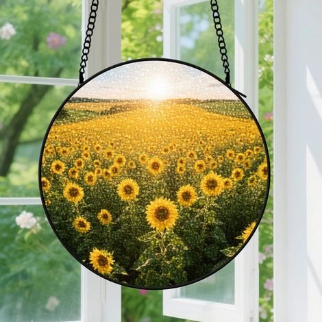 9cm Suspension en vitrail - Attrape-soleil artistique pour porte fenêtre, décoration maison unique, cadeau Fête des Mères, Anniversaire pour femme, homme (1/5)