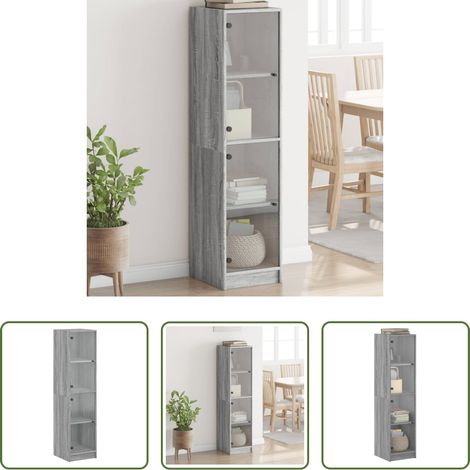 vidaXL Buffet avec portes vitrées - Buffet avec portes en verre sonoma gris 35x37x142 cm (1/5)
