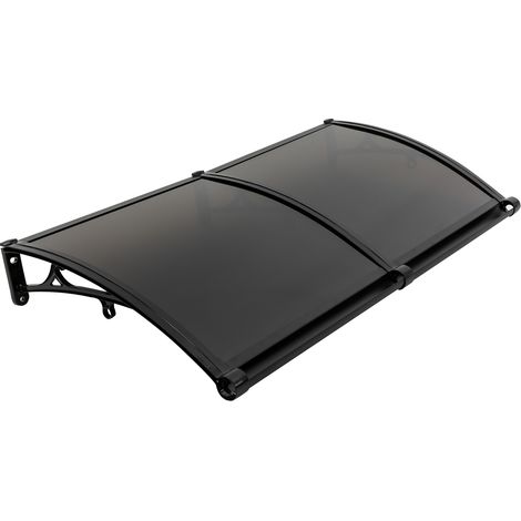 Auvent de Porte d'entrée Toit Marquise Porte Résistante Toit Abri Protection Contre La Pluie et UV avec Support (120x64 cm, Marron et Noir) (1/5)