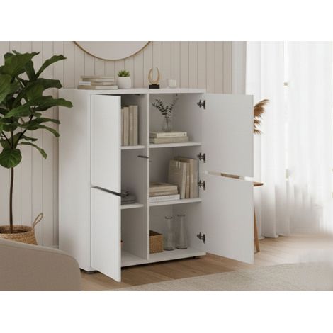 Dmora – Buffet de cuisine 4 portes – Dimensions 100x41x126 cm – Blanc brillant – Panneaux mélaminés résistants aux chocs et rayures - 100x41h126 (1/5)