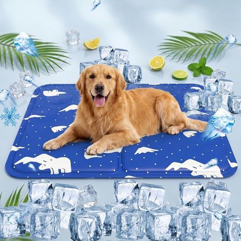 Kühlmatte für Hunde und Haustiere, Kühlmatratze für drinnen und draußen, Königsblauer Eisbär, Größe L 50 x 60 cm (1/5)