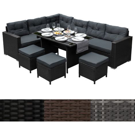 Sitzgruppe Lounge Gartenmöbel Sitzecke Rattan Polyrattan Gartengarnitur Schwarz (1/5)