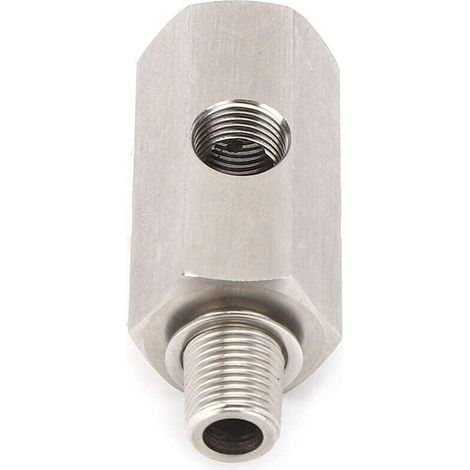 BEBUSINGOTO Edelstahl-Öldrucksensor-T-Stück, 1/8 Zoll NPT, Turbo-Ölzuleitungs-Druckmesser, Autoteile (1/8 Zoll NPT) (1/5)