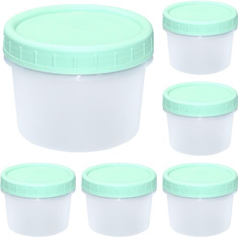 Un ensemble de 6 récipients alimentaires en plastique sans BPA, d'une capacité de 160 ml, avec couvercles. (1/2)