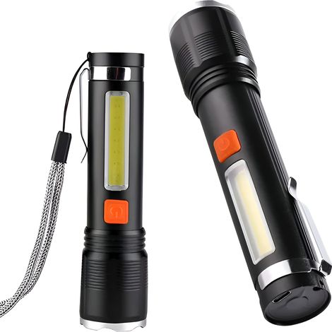 Torcia ricaricabile con zoom - in alluminio e ricarica USB (1/5)