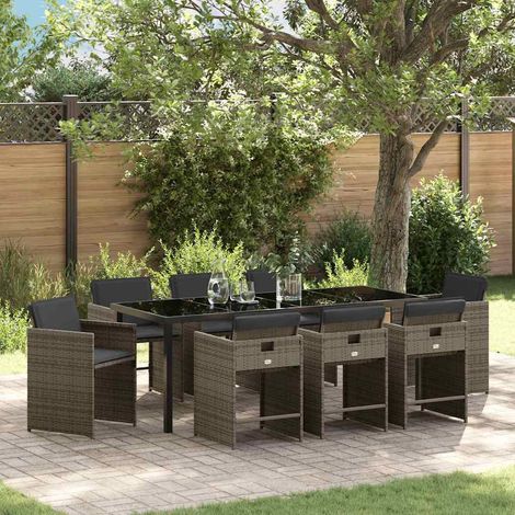 Conjunto de Comedor de Jardín 9 pcs Gris ratán sintético vidaXL (1/5)